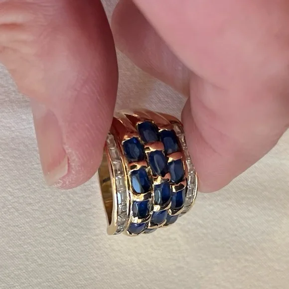 Sapphire and CZ Cocktail Ring - Picture 6 of 16